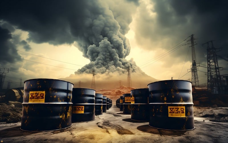 radioactive-storage-tanks-with-warning-chemical-min چشمانداز نفت
