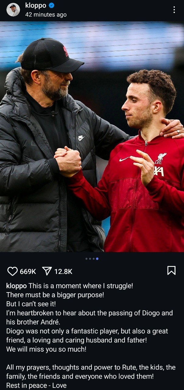 یورگن کلوپ: مرگ ژوتا قلبم را شکست