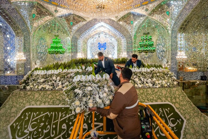 آذین بندی حرم امام علی و امام حسین(ع) در سالروز ولادت حضرت زینب(س)/عکس