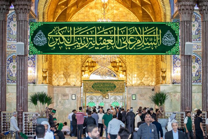 آذین بندی حرم امام علی و امام حسین(ع) در سالروز ولادت حضرت زینب(س)/عکس